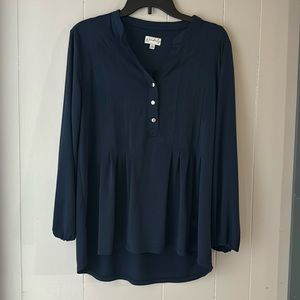 Navy Blue snap top dress blouse